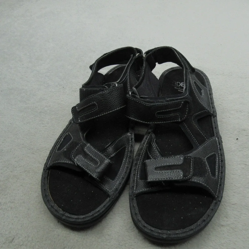 Fidelio Men 11 Hanno Sandals‎ BLK Leather Adjustable Straps Walking comfort EU44